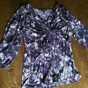 Vintage Top Womens L Large Purple Y2K 00s Twist Babydoll‎ Artsy Whimsy